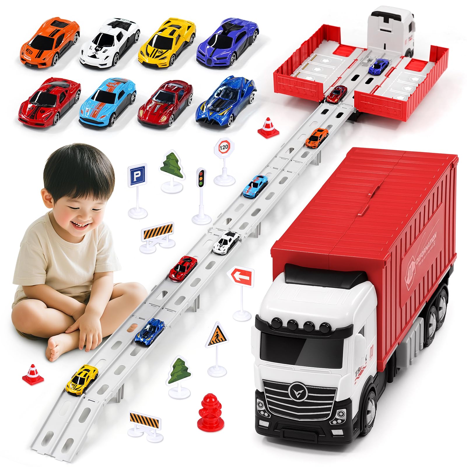 

Joyreal Car Toy Construction Vehicle Set with 1 Storage Vehicle and 6 Mini Toy Working Toy Birthday Gift for Boys and Educational Toy - Cars, Cars,
