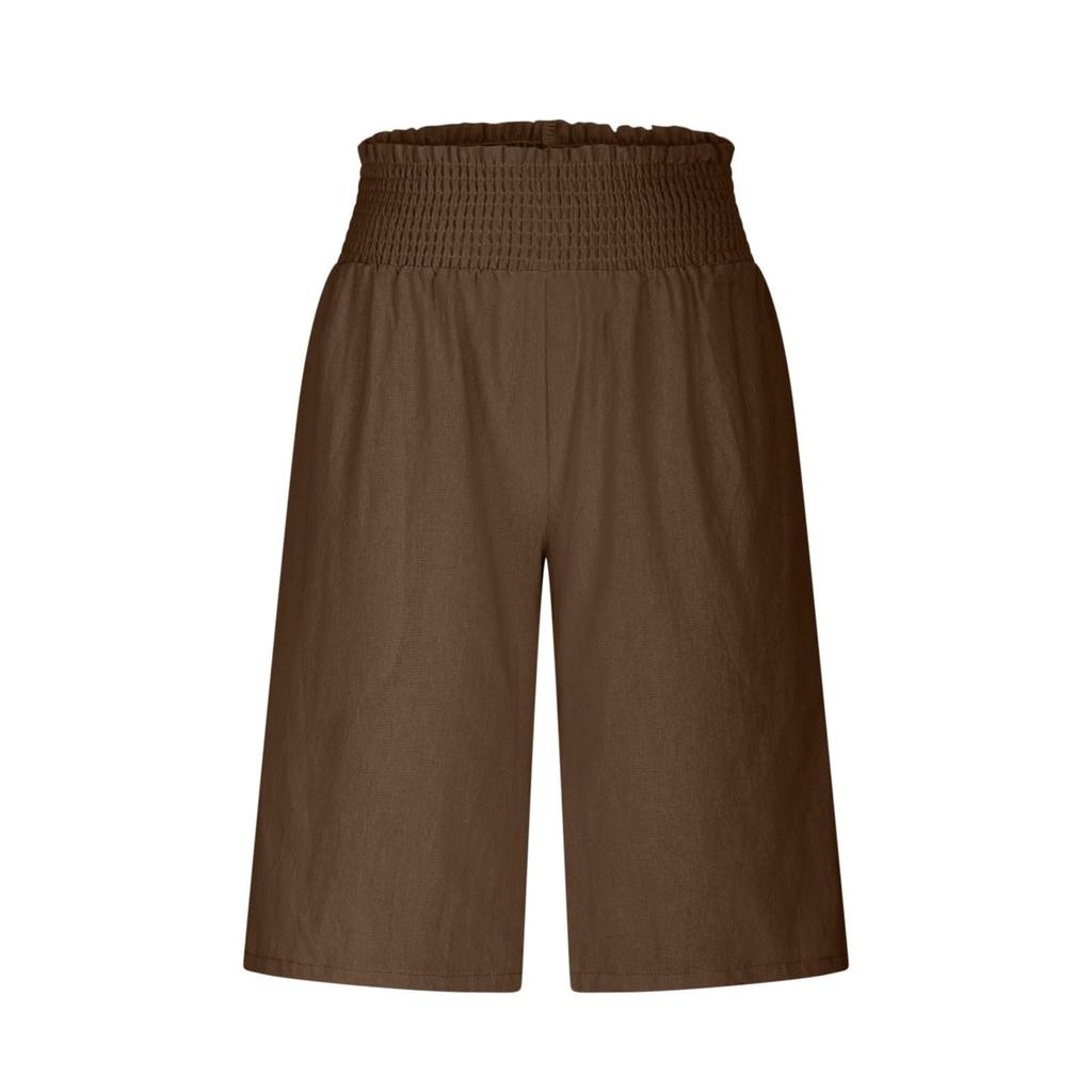 Shorts For Women Knee Length High Waisted Wide Leg Linen Pants Summer Dressy Casual