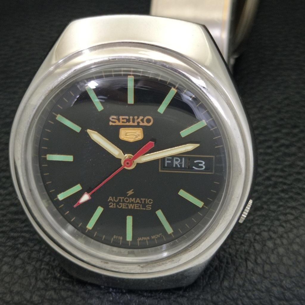 GENUINE VINTAGE SEIKO 5 AUTOMATIC 7019A JAPAN MENS BLACK DIAL WATCH a701910-5 R207-a701910