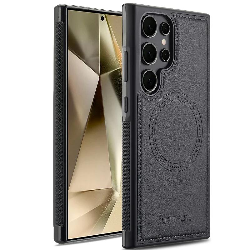EUCAGR Luxury PU Leather Magnetic Wireless Charging Phone Case For Samsung Galaxy S26 Ultra/S25/S24/S23/S22/S21/S20FE Back Cover
