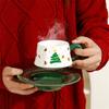 Ceramic Coffee Cup and Saucer Set, Christmas-themed Cups, Coffee and Milk Cups