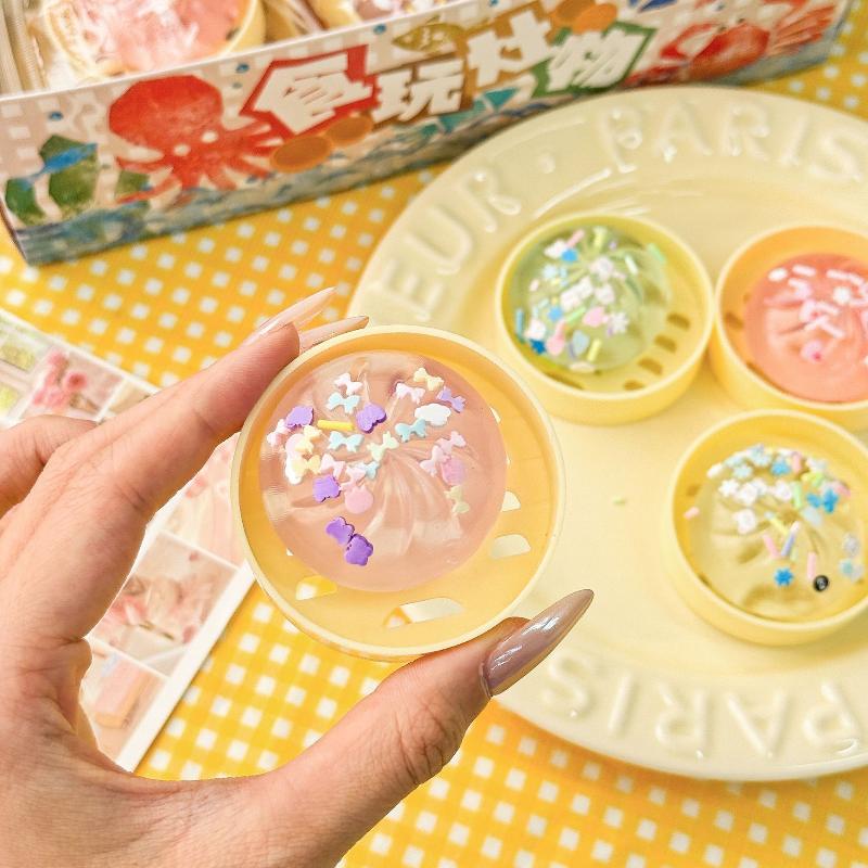 Steamed Bun Squishy Toys Set for Anxiety Relief Slow Rising Mini Squeezable Steamer Gift for Kids