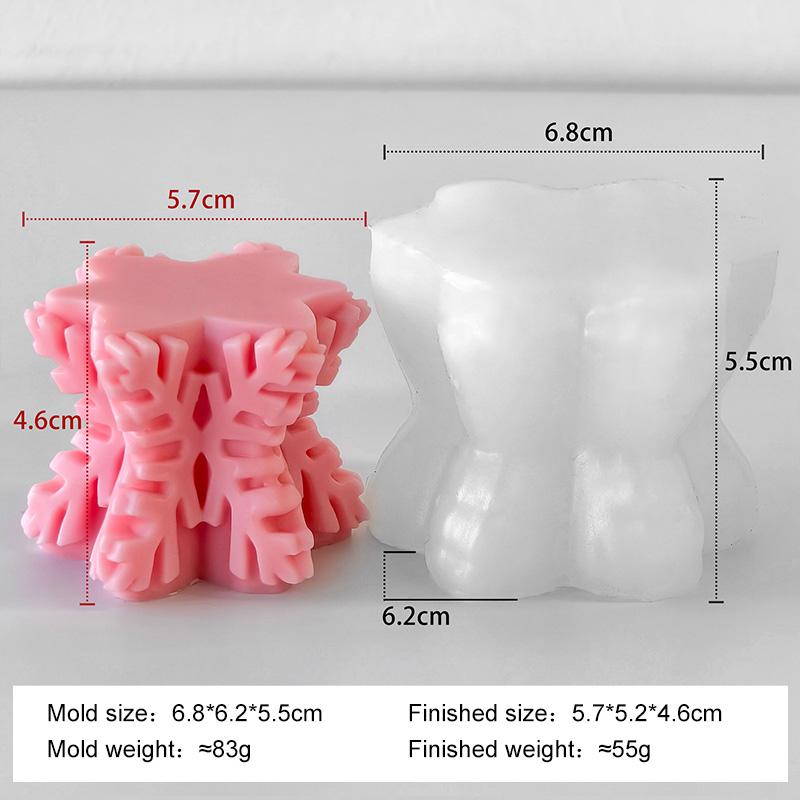 Christmas Snowflake Candle Mold Handmade Aroma Candle Epoxy Resin Silicone Molds DIY Chocolate Cookies Baking Tool