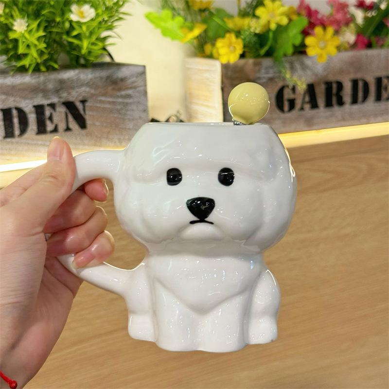 Baifenbai Home Furnishing Girls Ceramic Mug Cute Puppy Ins Wind High Value Drinking Cup Household Business Personal Gift Companion