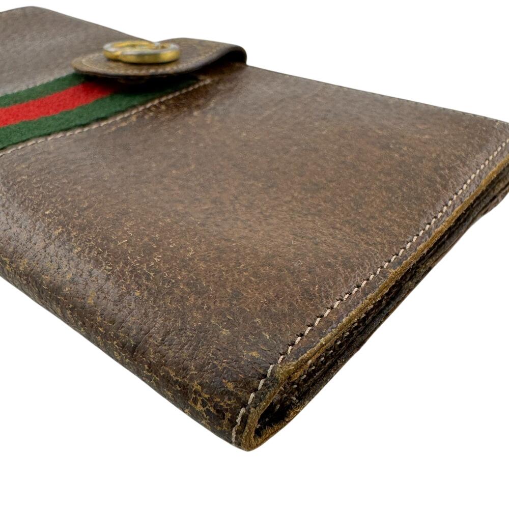 GUCCI Sherry line leather Purse Brown leather Used