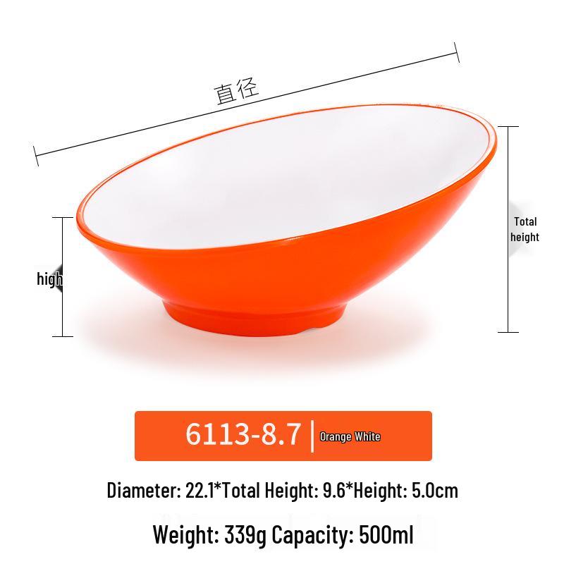 Velká šikmá melaminová mísa - Imitace porcelánu pro horký hrnec, salát a dochucovadla