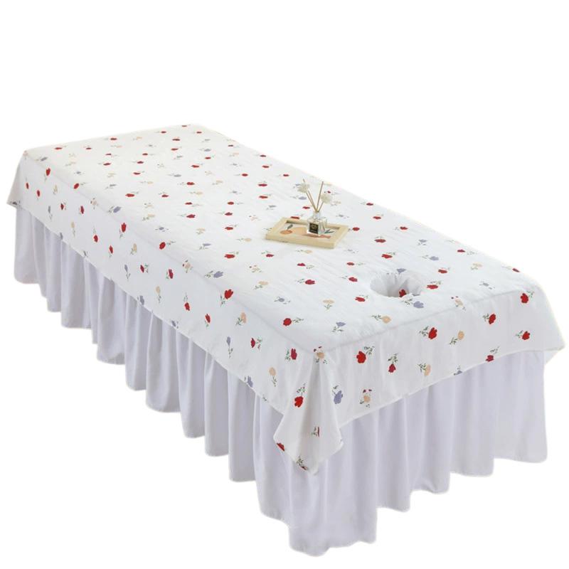 

1PC Beauty Salon Skin Friendly Flower Printed 76x190cm Bed Sheets for All Seasons with Holes Spa Massage 76*190cm