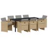 Garden Dining Set 9 Pcs Beige Poly Rattan