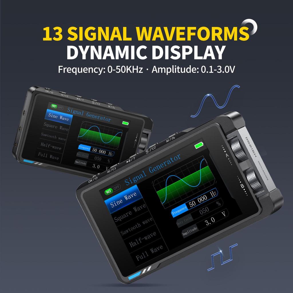 Phinirees Compact Dual-Channel Handheld Oscilloscope & High-Precision Digital Signal Generator