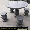 Antique Granite Stone Table Set: Marble Round Table & Stools for Garden or Villa Courtyard