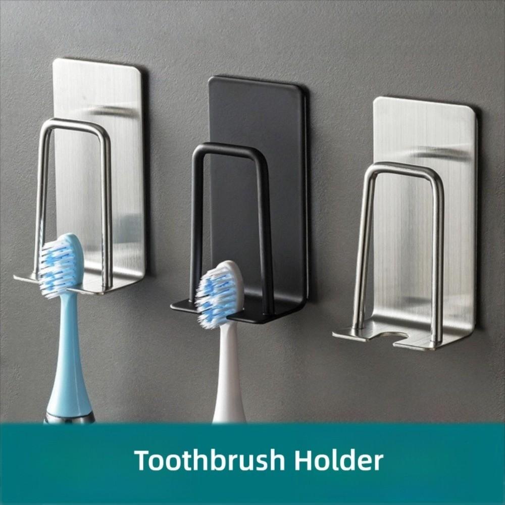 Stainless Steel Toothbrush Holder Wall Mounted Self Adhesive Cup Holder Durable 2 IN 1 Design Bathroom Organizer