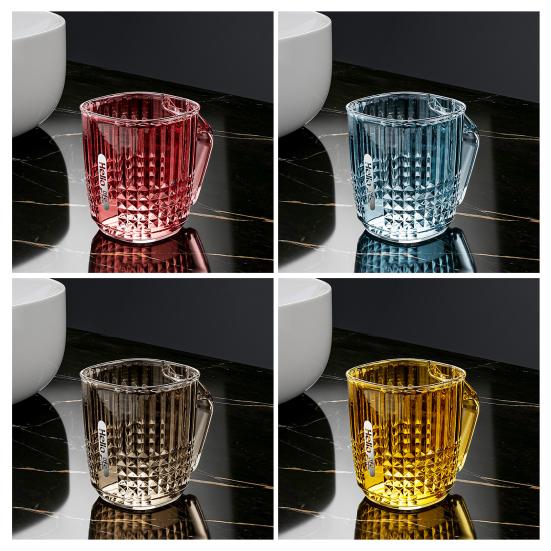 Mouthwash Cup Drop-Resistant Easy To Clean Transparent Bathroom Rinse Cup with Handle Bathroom Accessory