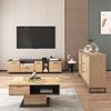 Kitchen Cabinet with Two Doors Three Drawers Wood Grain Metal Legs Wood Color Utility Pantry Dining Room