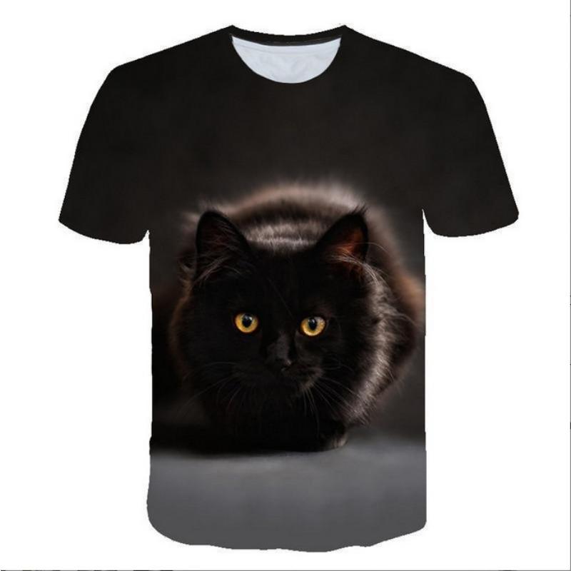 Summer Short Sleeved T-shirt 3D Digital Printed Cat Pattern Fashionable Casual Top for Men Tshirt
