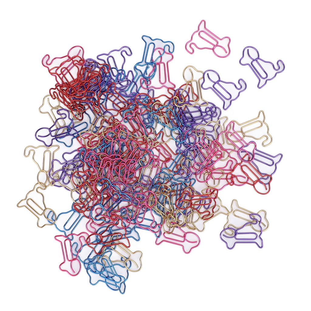 100PCS Animal Bookmarks Clip Iron Wire Multifunctional Dog Shaped Marking Clip for Office