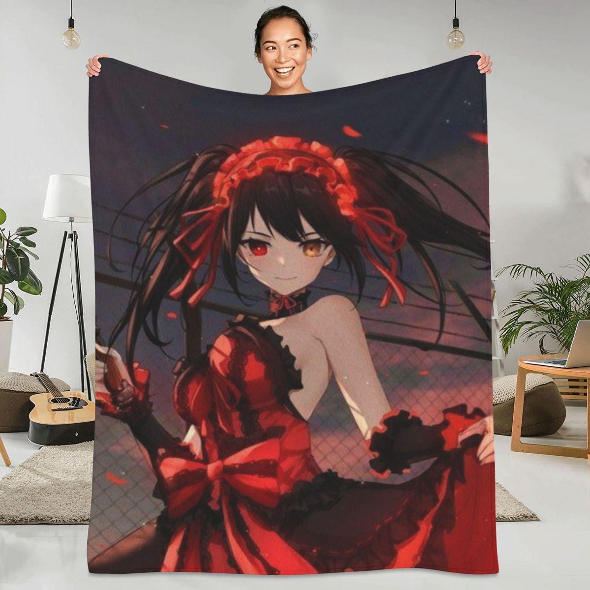 

Куруми Токисаки Манга Фланелевое Одеяло Качество Мягкое Красивое Красное Платье Девушка Плед Зимний Пикник Диван Кровать Новинка Покрывало 30x40in