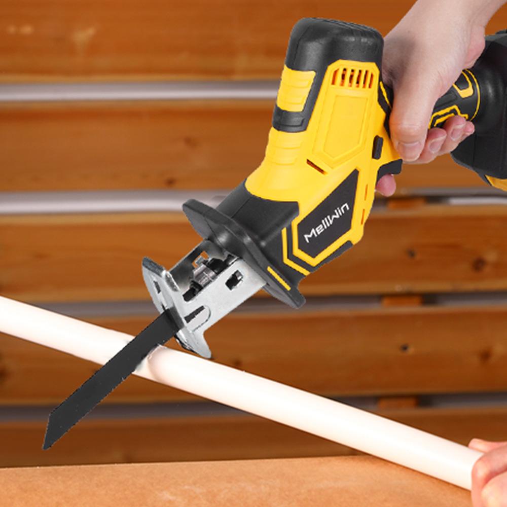 MELLWIN Brushless Electric Reciprocating Saw With 4Saw Blades Metal Wood Cordless Electric CutSaw Tool For Makita 18VBattery Pin