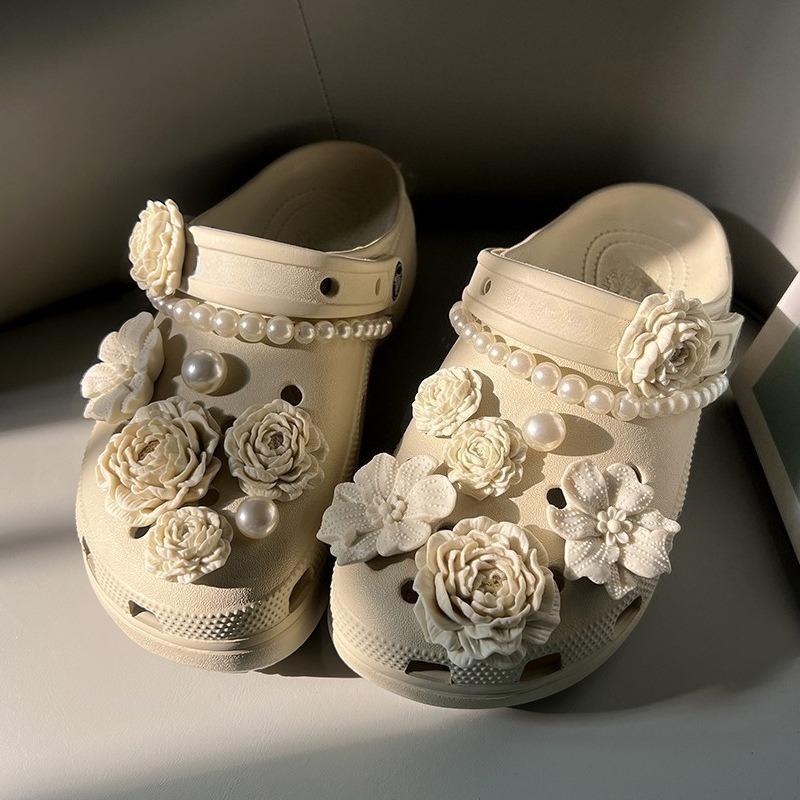 

16 шт. модные подвески для обуви набор аксессуаров дырка пряжка для обуви цветочный букет жемчужная цепочка DIY 3D украшения для обуви