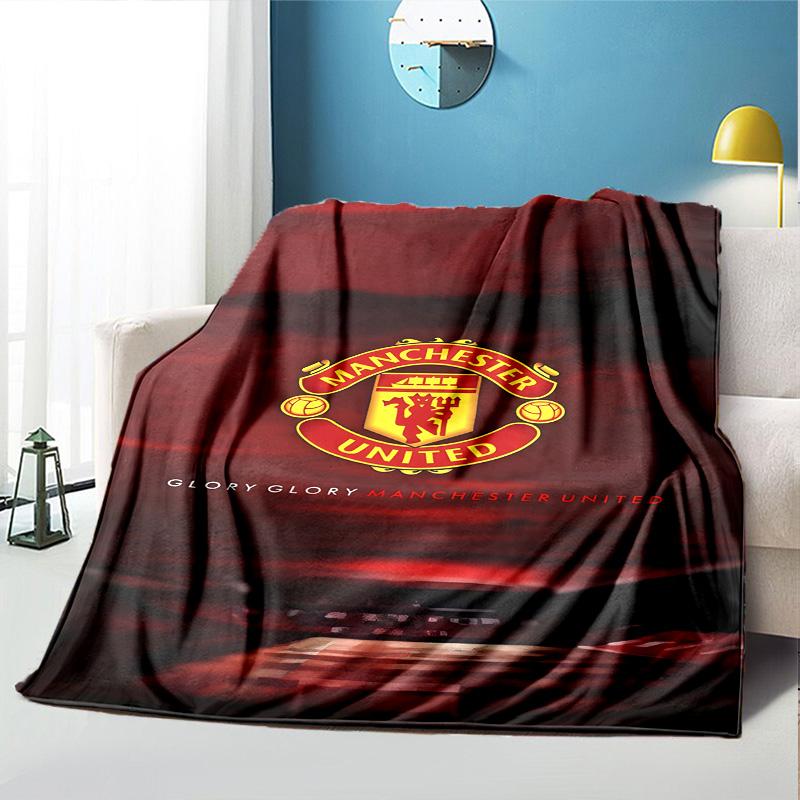 Football United F.C Pattern Blanket for Home Decoration, Bed, Sofa, Car Travel, Camping, Suitable for All Seasons, Birthday Christmas Gift