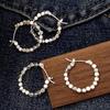 PONYKISS Sterling Silver Round Bead Hoop Earrings for Women Minimalist HipHop Fine Personality Accessories