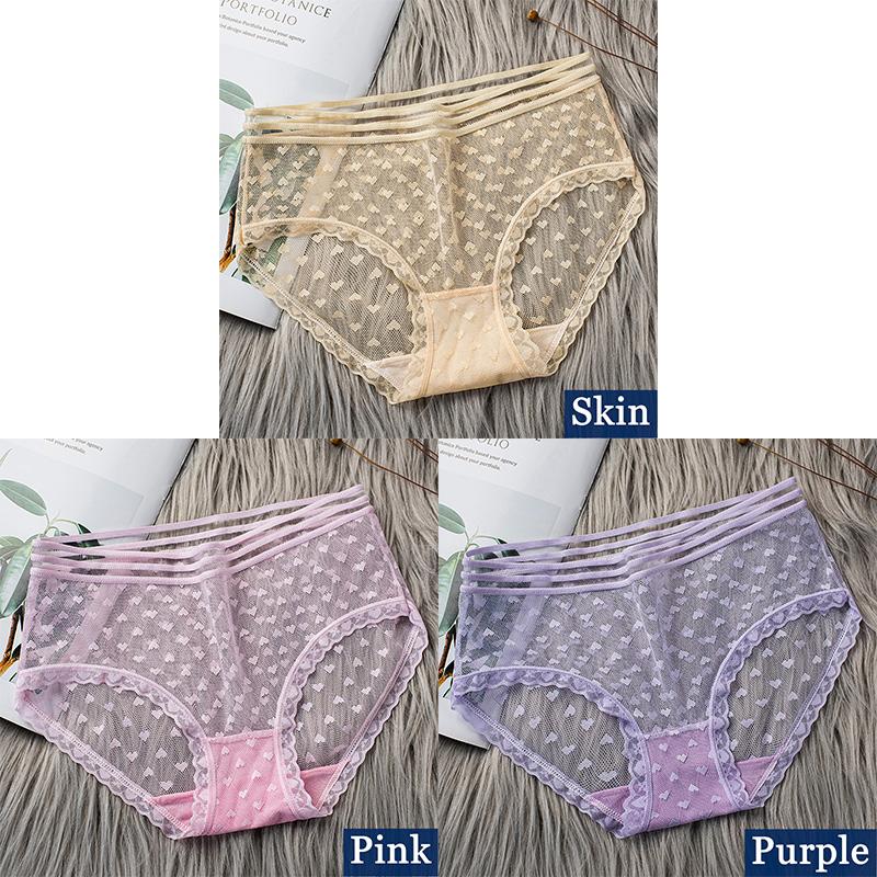 3pcs Sexy Lace Transparent Panties for Women Underwear Fashion Panty Lingerie Breathable Hollow Out Briefs Female Underwear