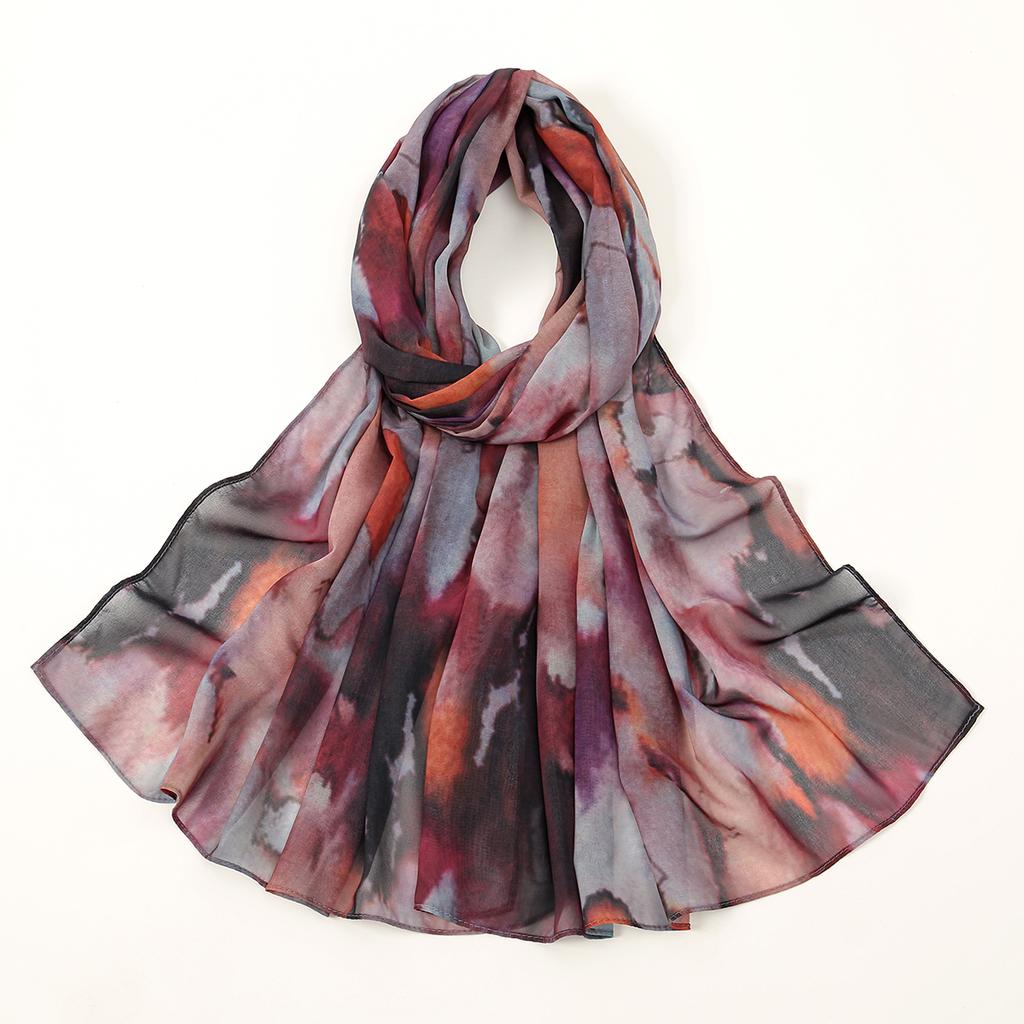 New Arrive Printed Floral Chiffon Hijab Scarf Women Fashion Tie-dye Shawl Muslim Premium Chiffon Headscarf Islam Luxury Turban