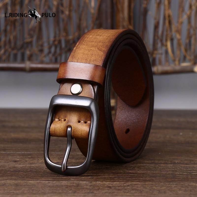 Men's Top Layer Pure Cowhide Belt Genuine Leather Pin Buckle Retro Fashion Trend Jeans Belt
