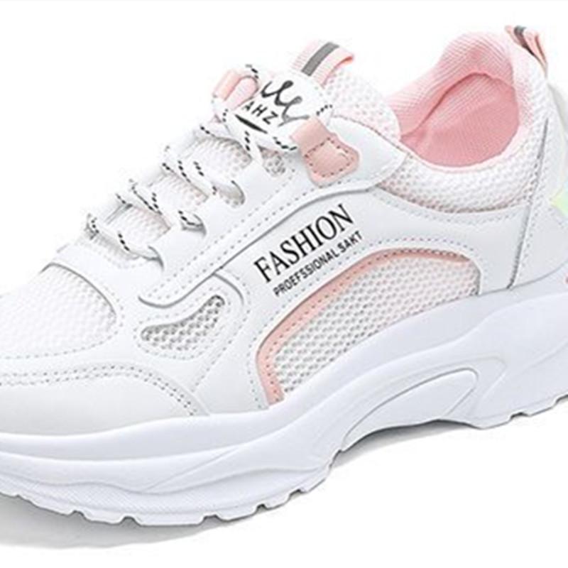 Dames 2025 Lente Leer Ademende Sneakers - Casual, Veelzijdig, Dikke Zool Dad Shoes