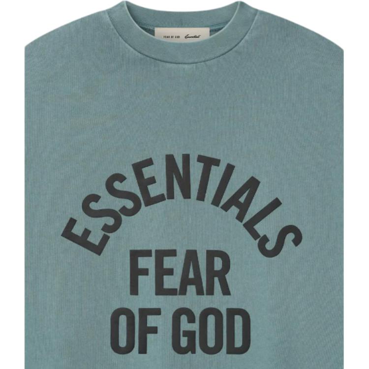 Fear of God Essentials Campus 90s Long-Sleeve Tee Faded Coastal Unisex Tops Blue 125SP262013F