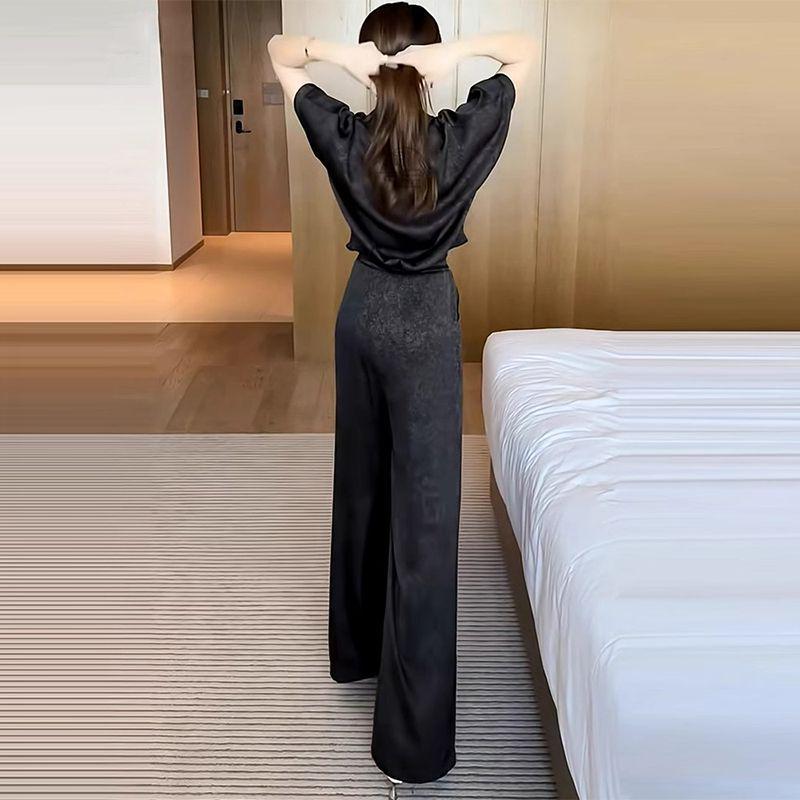 2025 New Korean Chic Women's Summer Suit - Loose Slim Drape Wide-Leg Pants Two-Piece