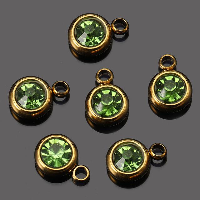 Stainless steel 6mm gold birthday stone lucky birthday stone pendant, water cup diamond DIY jewelry accessories