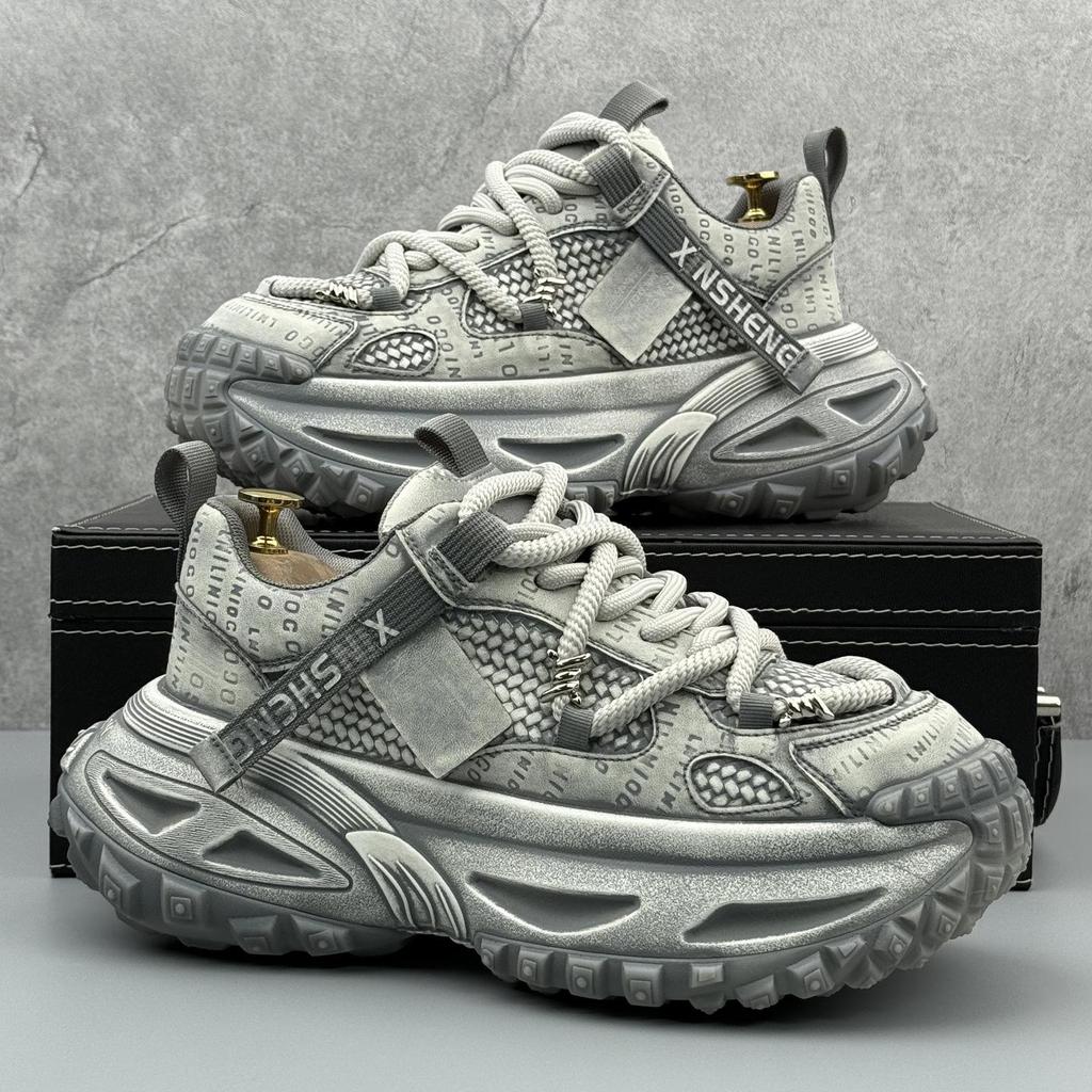 2025 European Men's High-End Trendy Dad Shoes - Autumn Casual, Height-Increasing Sports Style