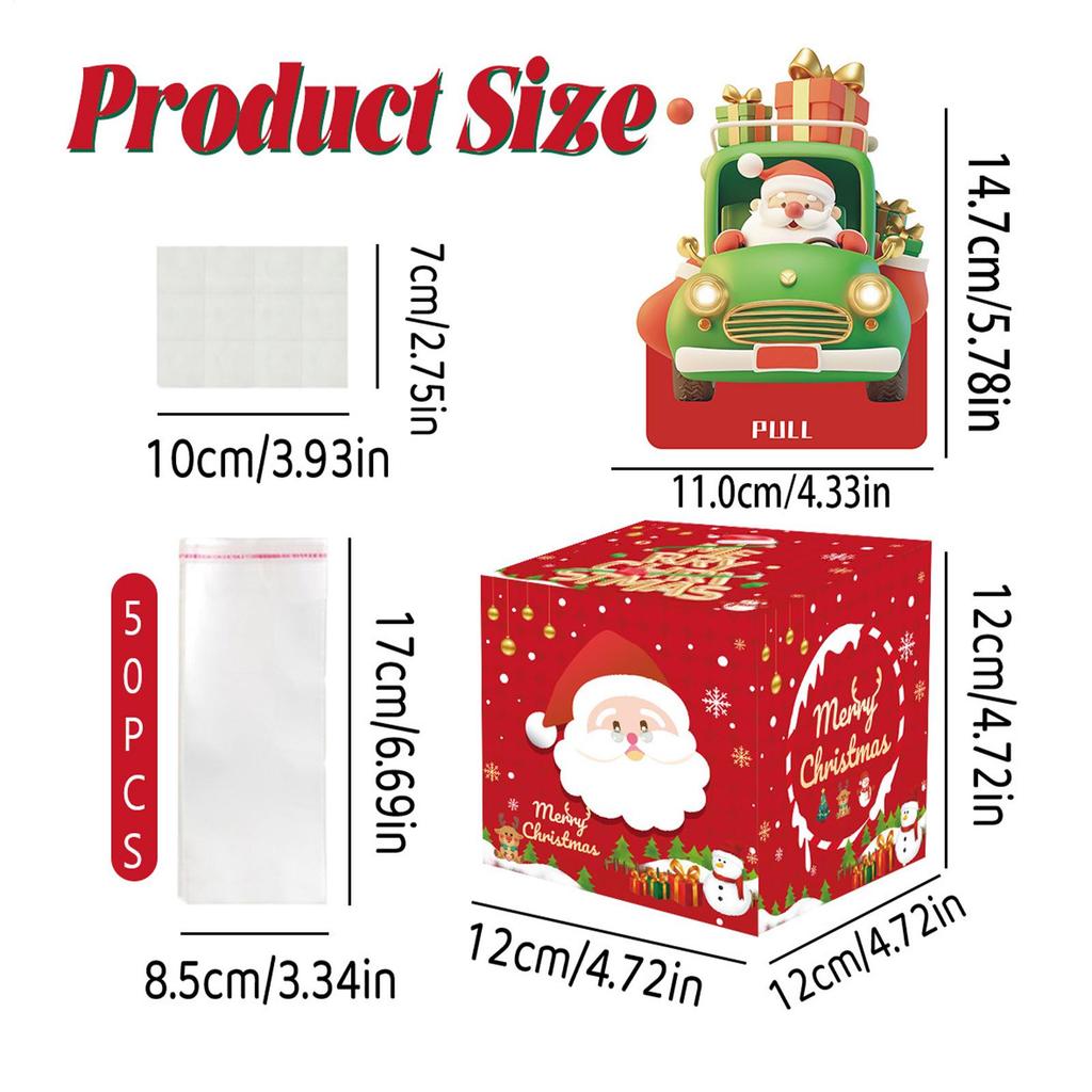 Christmas Money Dispenser Cash Gift Pull Money Box Fun Christmas Boxes With 50 Pieces Transparent Bags Home Decorations