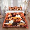 3pcs Cats & Ghosts & Pumpkins Halloween Quilt Cover Set (1 Quilt Cover + 2 Pillowcases Without Pillow Core), High-Definition Printing for Home an