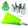8-Piece Cake Tool Set: 6 Stainless Steel Piping Tips with Silicone Bag & Converter