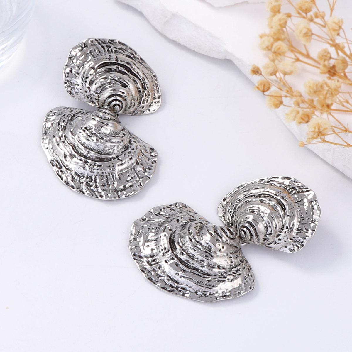 Личность ретро тренд легкая роскошь темперамент дизайн чувство сплав двойная раковина серьги пляжные аксессуары для отпуска