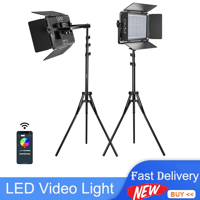 

GVM-1300D 65 Вт Мощный двухцветный и RGB видеопанель 3200K-6500K Фотография Видео Светодиодное освещение Комплект Управление Bluetooth