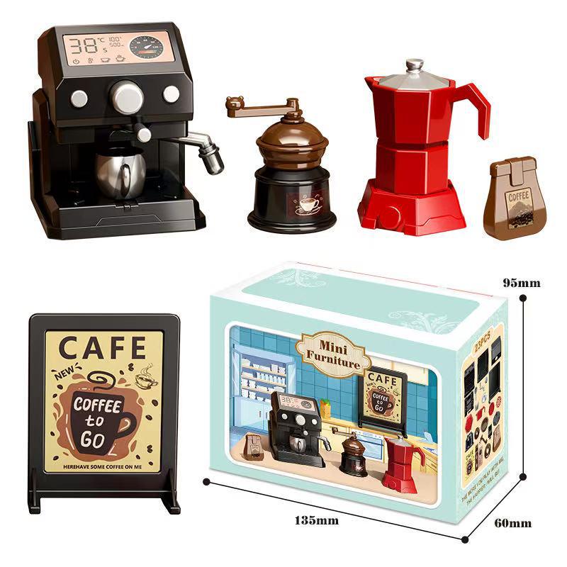 

Miniature DIY Living Room Scene with Coffee Maker Ornament Box