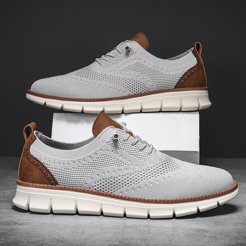 Amazon Hot-selling Fly-woven Casual Shoes Men's Large-size Brock Engraved Loafers Executive Commuter Men's Shoes