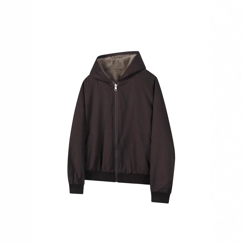 American Trendy Unisex Faux Rabbit Fur Hooded Winter Jacket