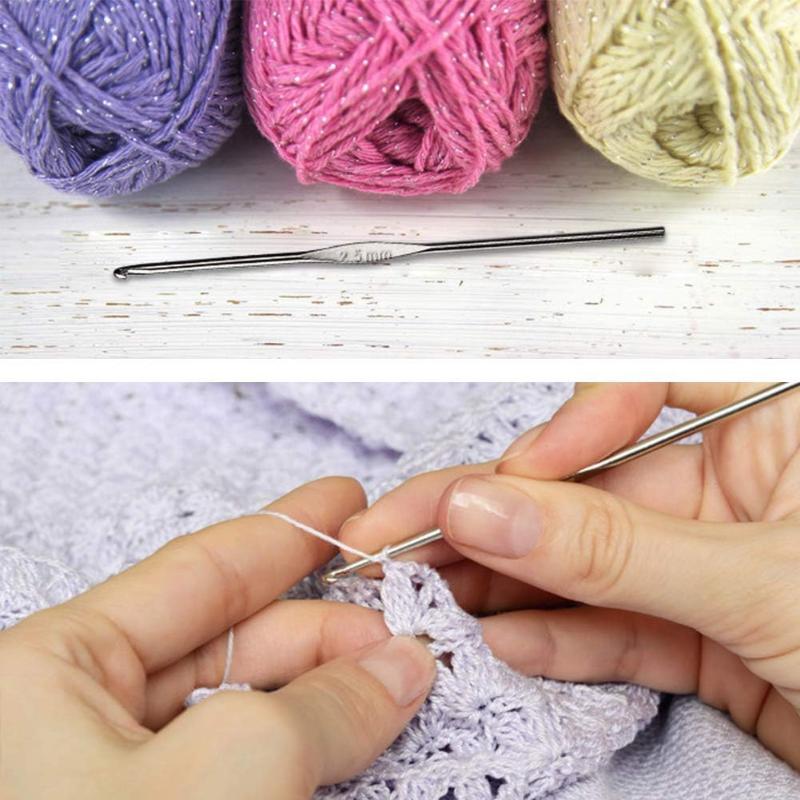 12pcs Small Size Metal Handle Crochet Hook Knitting Needles Lace Crochet Needles Metal Hook for Lace Knit