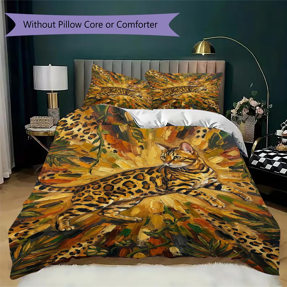 Cute kitten Pattern Bedding uilt Set uilt Cover Pillowcase Home Decoration Birthday Gift (1 * duvet cover + 2 * pillowcase without core)