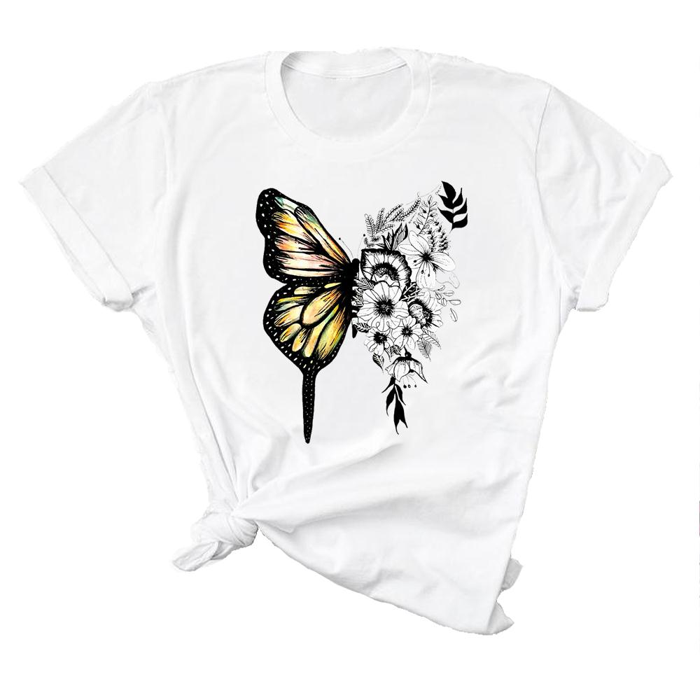 Tee Top Tshirt Fashion Clothes Unisex Butterfly 90s Trend Cute Print Lady FeUnisex Clothing Short Sleeve Printing T Casual Cartoon Graphic T-shirt