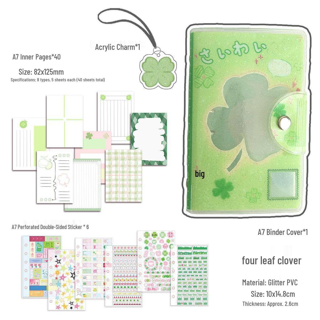 A7 Glitter Planner: Portably Cute Detachable Loose-leaf Sticker Album Pocket Book Wakawaka