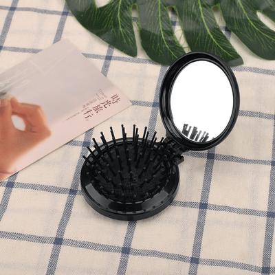 Mini Pocket Hair Comb with Mirror Folding Brush Travel Hair Brush