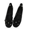2025 Fashion New Mesh Upper Round Head Bow Tie Shoes for Women One Kick Outdoor Daily Commute Rhinestones Women's Flats