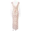 French Floral Print Square Neck Mermaid Women's Slim Ruffle Sleeve Vacation Party Long Dress