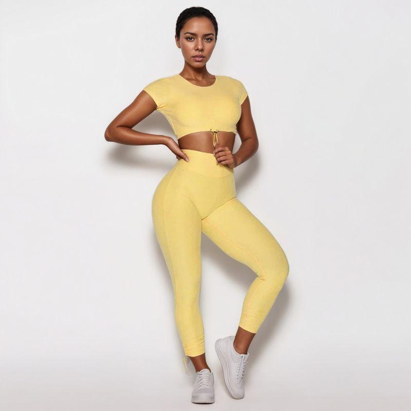 European and American Sexy Bubble Wrap Beauty Back Exercise Bra Open Back Fitness T-shirt Peach Hip Sports Shorts Fitness Suit Women