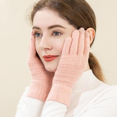 Winterhandschuhe für Damen, doppelseitiger Jacquard-Samt, gestrickt, Touchscreen-fähig, warm, mit Plus-Samt, Fahrradhandschuhe für Herren