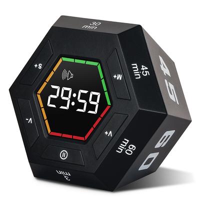 Hexagonal Visual Flip Electronic Timer Cube LED Digital Display Magnetic Kitchen Timer Children Study Reading Timing Tool